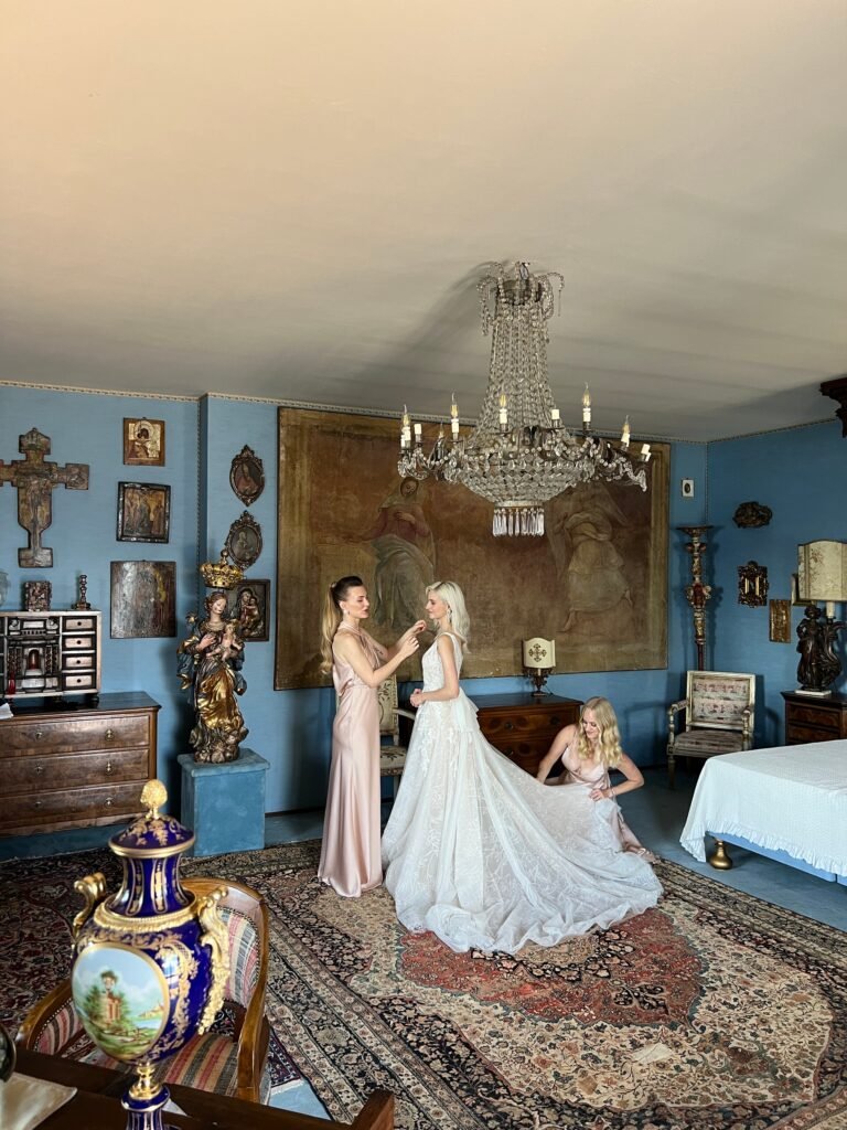 Makeup artist preparing a female model for a shoot