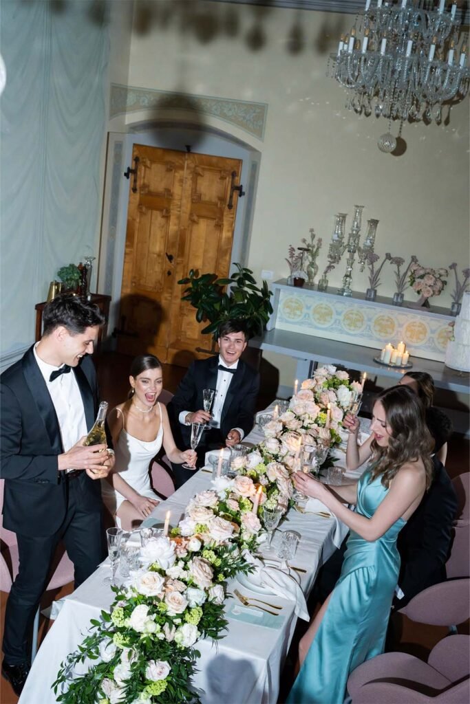 Celebrating a wedding at the table