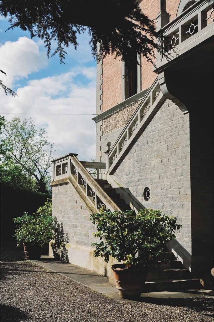 Steps leading to the villa terrace