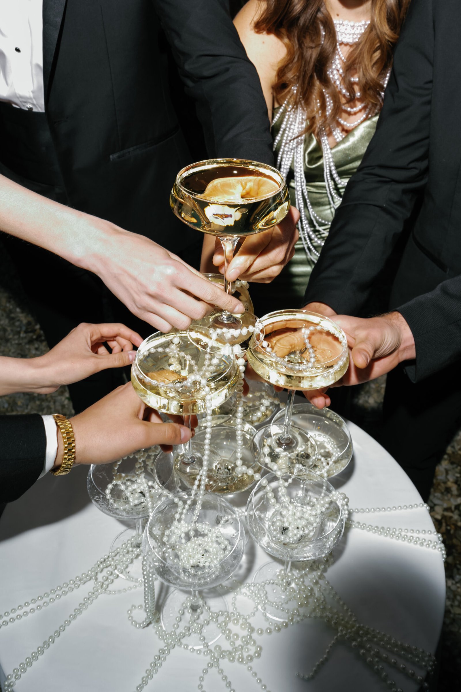 Luxury event scene with couple and guests